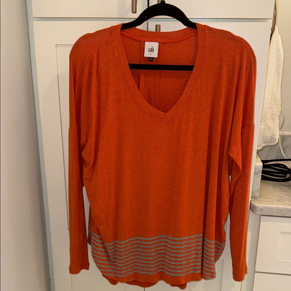 CAbi Vibrant Orange V-Neck Top